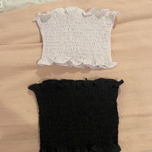 2 ribbed crop bandeau crop tops